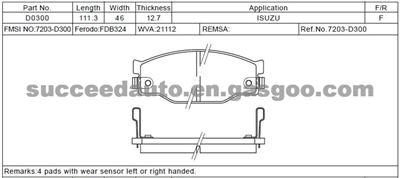 Brake Pad For Isuzu D300