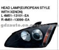 HEAD LAMP(EUROPEAN STYLE WITH XENON,BLACK) OEM:L 4M51-13101-EA/R 4M51-13099-EA