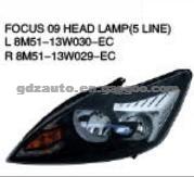 For FORD FOCUS'09 AUTO PARTS HEAD LAMP(BLACK,5LINE) OEM:L 8M51-13W030-EC/R 8M51-13W029-EC