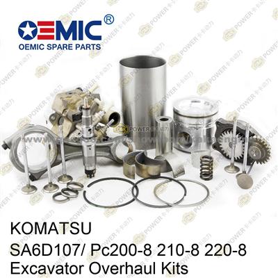 Komatsu S6D 107 Engine Parts Liner Kits Overhaul Kits For Excavator Pc200-8 210-8 220-8 240-8