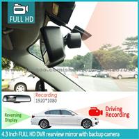 Hot Sales In Europe And USA !!! 4.3inch 1080P Dvr Mirror With MANUAL DIMMING And GPS Tracker