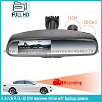 1080p 4.3inch Rear View Mirror DVR With Car Camera And G Sensor