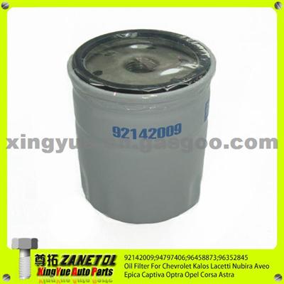 92142009 94797406 96458873 96352845 Oil Filter For Chevrolet Captiva Kalos Lacetti Nubira Aveo Epica Optra Opel Corsa Astra