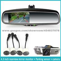 High Brightness Monitor Display+Wire Night Vision Backup Camera+4.3