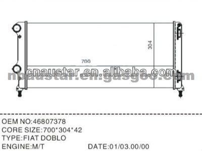 Car Radiator 46807378 Fiat Doblo M/T