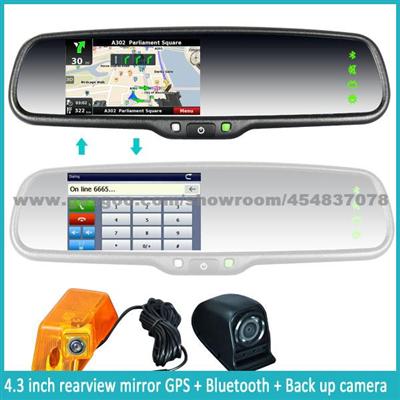 4.3 Inch TFT Gps & Navigation Rear View Mirror Monitor With Car Backup Camera