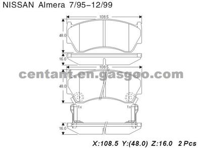 BRAKE PAD For NISSAN ALMERA GDB3180