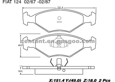 BRAKE PAD For FIAT 124 GDB958