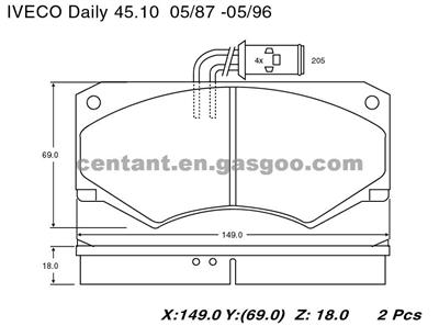 BRAKE PAD For IVECO DAILY 45.10 GDB390