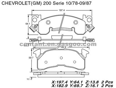 BRAKE PAD For CHEVROLET 200 SERIE GDB4026