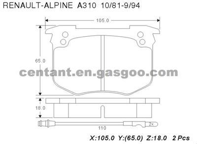 BRAKE PAD For Renault ALPINE A310 GDB280