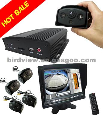 Bus Truck Tractor Birdview 360 Around View Visible Reversing And Recording System With Four Cameras