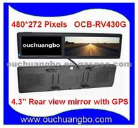 4.3 Inch Rear View Mirror Monitor With FM Transmitter Touch Screen