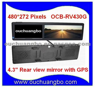 4.3 Inch Rear View Mirror Monitor With FM Transmitter Touch Screen