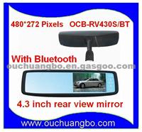 4.3 Inch Rear View Mirror Monitor With Bluetooth Handsfree,Caller ID, Manual Answer Mode