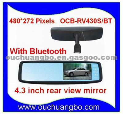 4.3 Inch Rear View Mirror Monitor With Bluetooth Handsfree,Caller ID, Manual Answer Mode