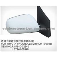 Auto Side Mirror 5 Wires For Corolla 2007 With Oem 87910-02840 87940-02840