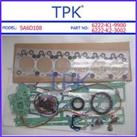 Komatsu SA6D108 Full, Overhaul,Block Gasket Kit,Set,6221-K2-9900,6221-K1-9900