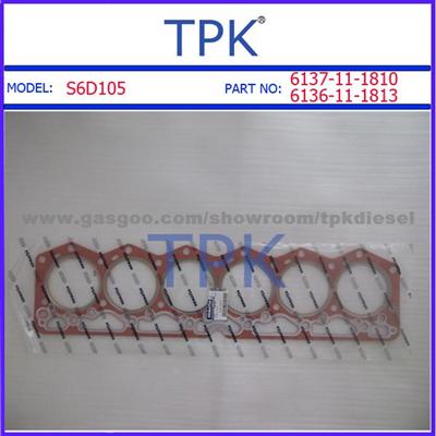 Komatsu 6D105 Cylinder Head,Full Gasket Kit, 6137-K1-3012 6137-K2-3005, 6137-K1-9901,6137-K2-990,6137-11-1810,6136-11-1813