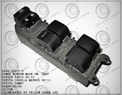 TOYOTA YARIS 06-12 COROLLA MATRIX 09-11 CAMRY POWER WINDOW MAIN SWITCH 84820-0D180