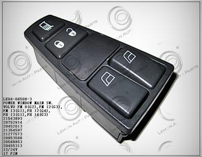 VOLVO FM 9(G2),FM12(G3) POWER WINDOW MAIN SWITCH 21543893 20752914 20452013 21354597 21277573 20953588 20568853 20455313