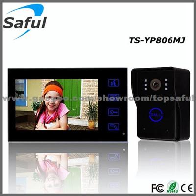 Handfree 7'' Color TFT LCD Electric Lock-Control Apartment Wired Video Door Phone Intercom System