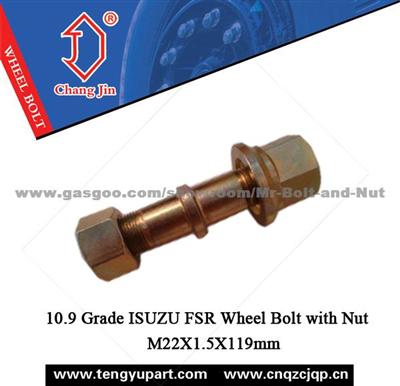 10.9 Grade ISUZU FSR Wheel Bolt With Nut