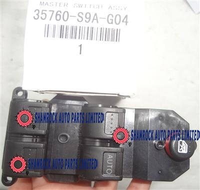 Hon Da Jazz 1.3L Year 2002-2006 Power Window Switch 35760-S9A-G04 /Hon Da Jazz Electric Window Switch /Honda Jazz 1.3L Year 2004 Power Window Switch
