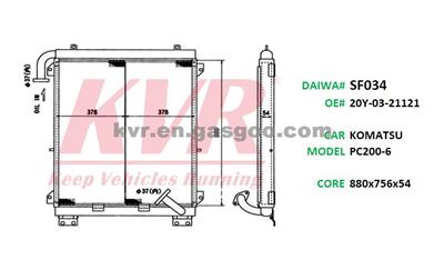Oil Cooler For KOMATSU PC200-6 Oem 20Y-03-21121