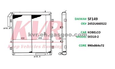 Oil Cooler For KOBELCO SK310-2 Oem 2452U660S22