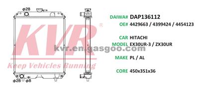 Auto Radiator For HITACHI EX30UR-3 / ZX30UR Oem 4399424