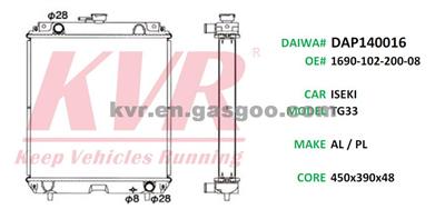 Truck Radiator For ISEKI ＴＧ33 Oem 1690-102-200-08