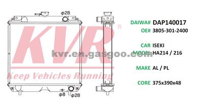 Truck Radiator For ISEKI HA214 / 216 Oem 3805-301-2400