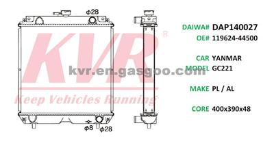 Truck Radiator For YANMAR GC221 Oem 119624-44500