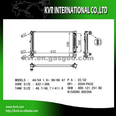 Car Radiator FOR AUDI A6 Ⅱ 1.9 TDi OEM 8D0121251BC