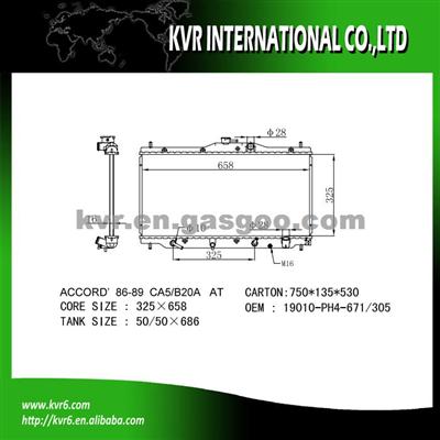 Auto Radiator For HONDA ACCORD Oem 19010-PH4-671