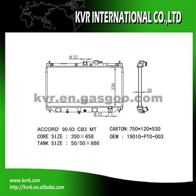 Cooling Radiator For HONDA ACCORD Oem 19010-PT0-004 19010-PT0-003