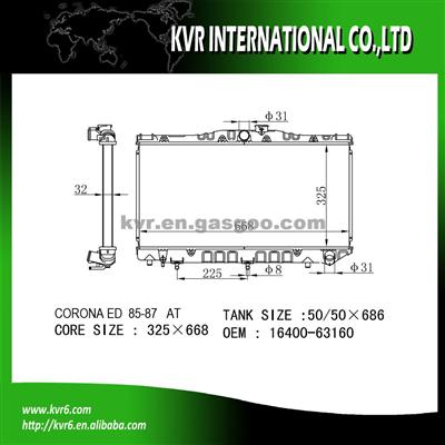 Auto Aluminum Radiator For CORONA ED OE No.： 16400-63160