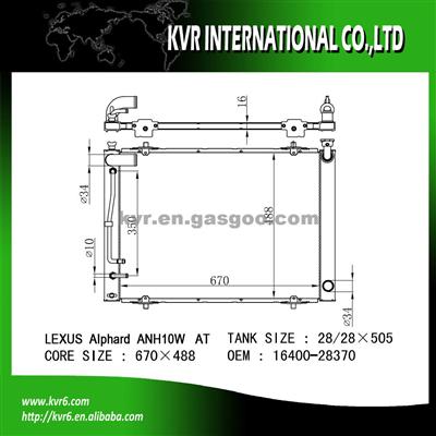 Aluminum Car Radiator For 2.4 ALPHARD OE No.： 16041-28370