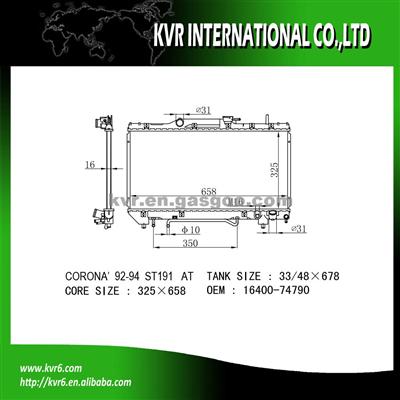 High Quality Auto Radiator For 2.0 I 16V CARINA E OE No.： 16400-03090/74790/74840