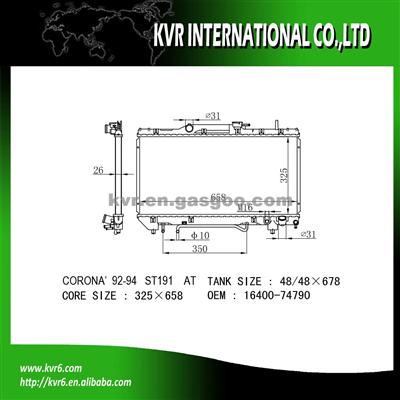 Brazed Radiator For 2.0 I 16V CARINA E OE No.： 16400-03090/74790/74840