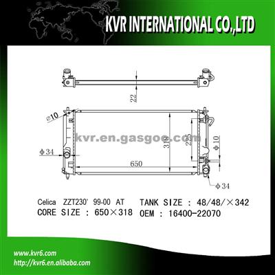 Auto Engine Cooling Radiator For 1.8 16V CELICA OE No.： 16400-22070