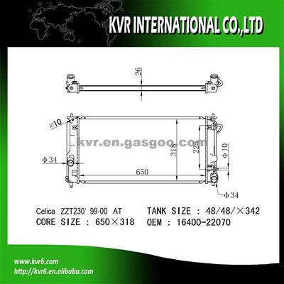 Performance Aluminum Radiator For 1.8 16V CELICA OE No.： 16400-22070