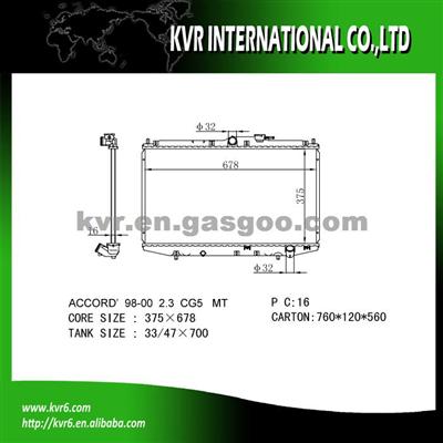 Cooling System Radiator For HONDA ACCORD Oem 19010-PAA-A01 19010-PAA-A02