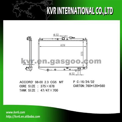 Cooling Radiator For HONDA ACCORD Oem 19010-PAA-A01 19010-PAA-A02