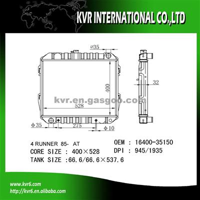 Cheap Radiator For 2.4 I 4 RUNNER OE No.： 16400-35150/35360