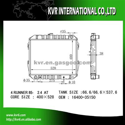 Complete Radiator For 2.4 I 4 RUNNER OE No.： 16400-35150/35360