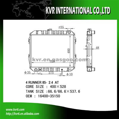 Competitive Price Radiator For 2.4 I 4 RUNNER OE No.： 16400-35150/35360