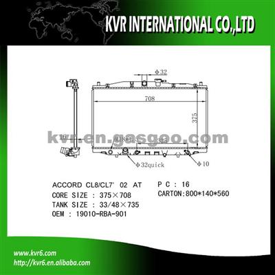Radiator Manufacturer For HONDA ACCORD Oem 19010-RBA-901