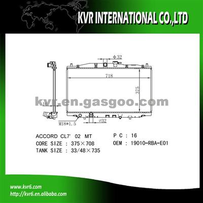 Radiator Assy For HONDA ACCORD Oem 19010-RBA-E01
